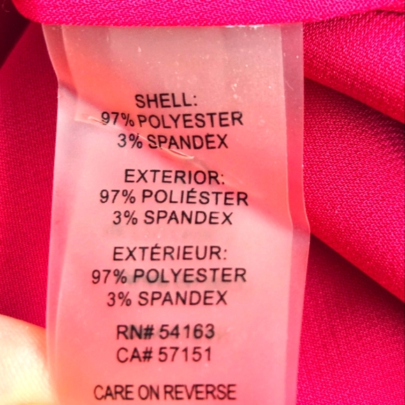 Calvin Klein Fuschia Sleeveless Splitneck Blouse Black Contrast Trim Sz Large - Picture 6 of 6